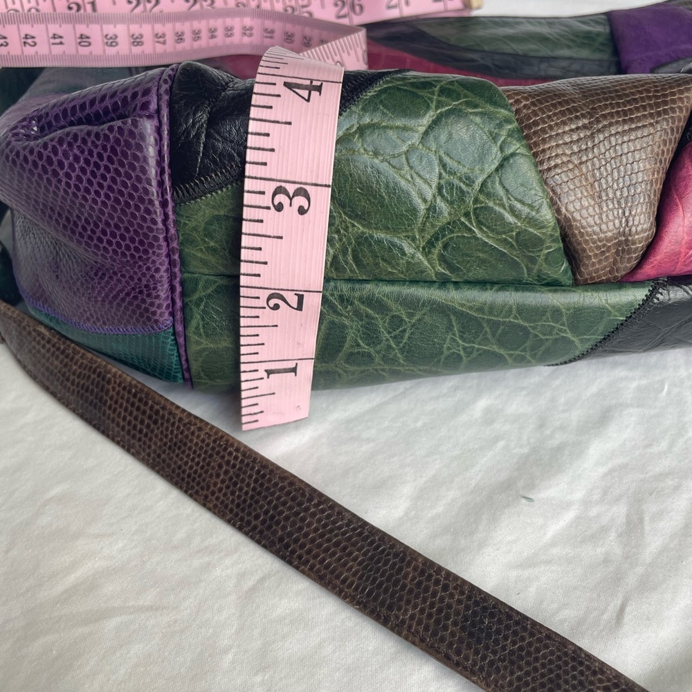 Leather Vintage Sharif Patchwork Purse | Jewel Tones | Crossbody Fantasy - Picture 12 of 16